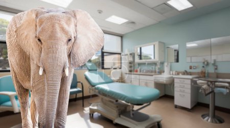 Photo for Medical Doctors Office Examining Room at a Hospital with an Elephant in the Room.. - Royalty Free Image
