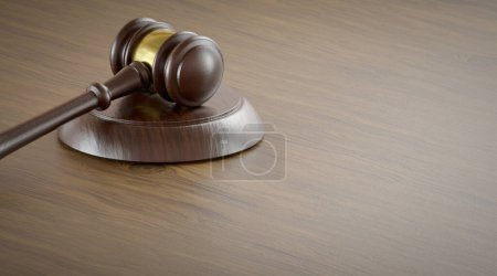 Photo for Gavel Resting on a Table with Room For Text. - Royalty Free Image