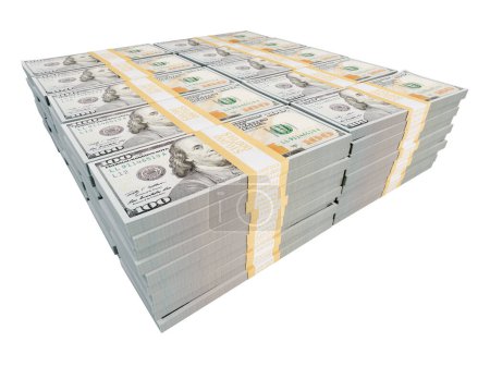 Foto de Pila de un millón de dólares en billetes de cien dólares aislados sobre un fondo blanco. - Imagen libre de derechos