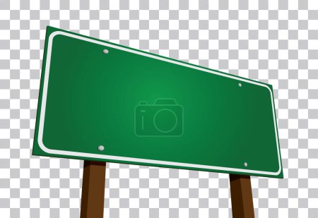 Illustration for Blank Green Road Sign Vector Illustration on A Transparent Background. - Royalty Free Image