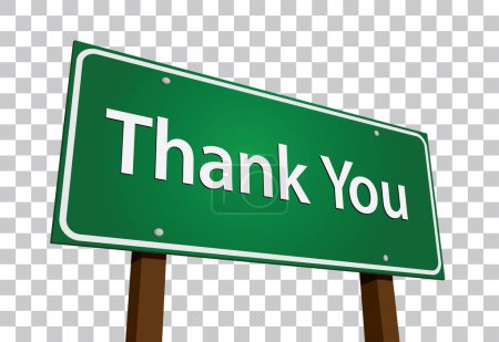 Thank You Green Road Sign Vector Illustration on a Transparent Background.