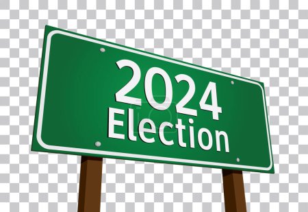 Illustration for 2024 Election Green Road Sign Vector Illustration. - Royalty Free Image