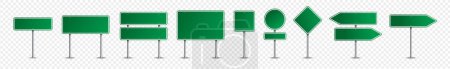 Vector Blank Green Road Sign Set of Nine Isolated on an Empty Background.