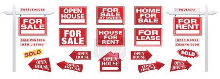 Illustration for Ultimate Set of Vector Real Estate Signs with Placards - Build Your Own. - Royalty Free Image