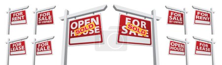 Illustration for Ultimate Set of Vector Real Estate Signs with Placards - Build Your Own. - Royalty Free Image