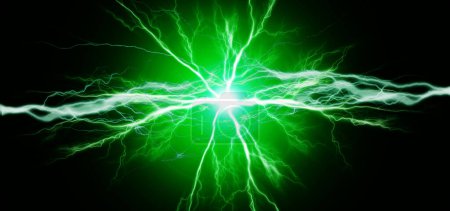Photo for Explosion of pure power and electricity in the dark plasma bolts of shocking energy - Royalty Free Image