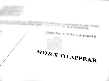 Photo for Close up of Court filing legal document Notice to Appear in Court - Royalty Free Image