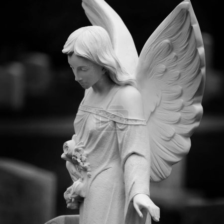 Téléchargez les photos : Ange sculpté de marbre pierre tombale - en image libre de droit