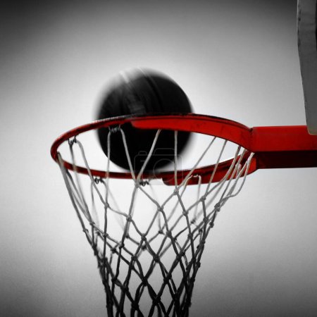 Photo for Basketball hoop with ball net scoring points swish sports - Royalty Free Image