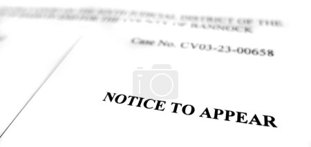 Photo for Close up of Court filing legal document Notice to Appear in Court - Royalty Free Image