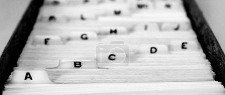 Tarjetas de índice para la escuela de negocios nombres de organizaciones de bibliotecas y contactos del alfabeto organizados