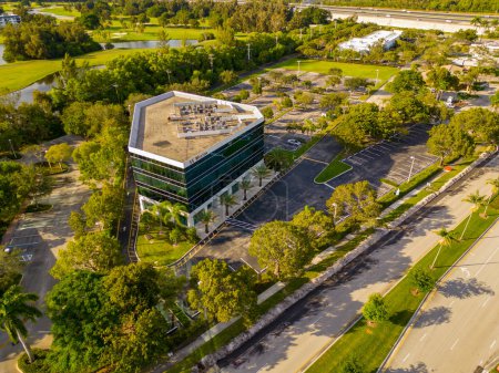 Photo for Weston, FL, USA - November 27, 2022: Aerial drone photo of 55 Weston office building - Royalty Free Image