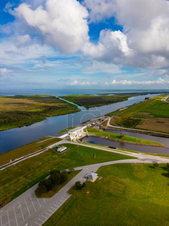 Photo for Aerial photo Clewiston Lock Miami Canal - Royalty Free Image