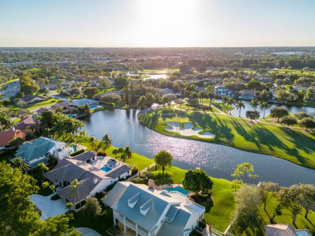 Photo for Plantation, FL, USA - January 6, 2022: Aerial photo of the Lago Mar Country Club in Plantation Florida - Royalty Free Image