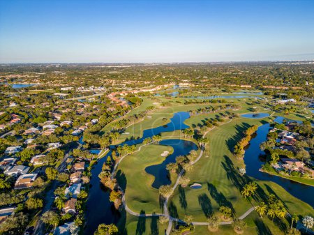 Photo for Plantation, FL, USA - January 6, 2022: Aerial photo of the Lago Mar Country Club in Plantation Florida - Royalty Free Image
