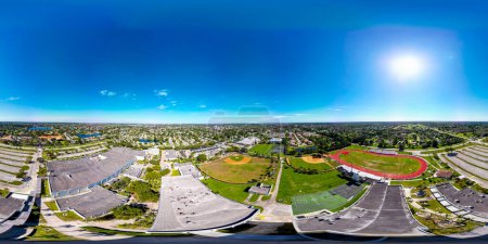 Photo for Davie, FL, USA - January 6, 2022: Aerial 360 equirectangular photo Western High School - Royalty Free Image