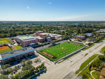 Photo for Davie, FL, USA - January 6, 2022: Aerial photo American Heritage Schools Broward Campus - Royalty Free Image