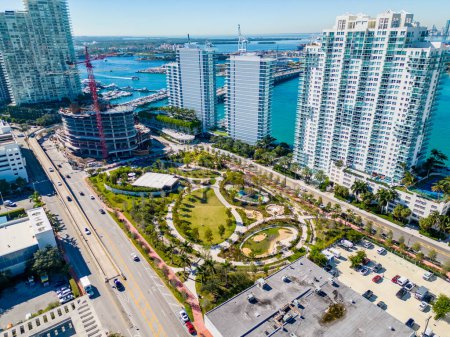 Photo for Miami Beach, FL, USA - January 10, 2023: Aerial photo new Canopy Park at Five Park Miami Beach - Royalty Free Image