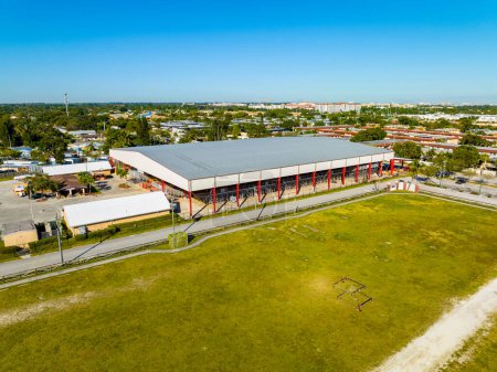 Téléchargez les photos : Davie, FL, USA - January 12, 2023: Aerial drone photo Bergeron Rodeo Grounds - en image libre de droit