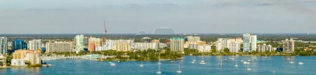 Téléchargez les photos : Aerial panorama Downtown bayfront Sarasota Florida - en image libre de droit