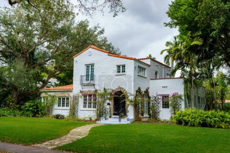 Photo for Coral Gables, FL, USA - January 28, 2023: Photo of a historic landmark home in Coral Gables Granada area - Royalty Free Image