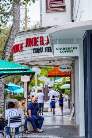 Photo for Coral Gables, FL, USA - January 28, 2023: Photo of shops and restaurants in Miami on Coral Way - Royalty Free Image
