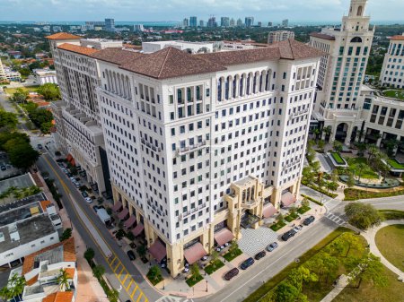 Photo for Coral Gables, FL, USA - January 28, 2023: Aerial photo The Plaza Coral Gables - Royalty Free Image
