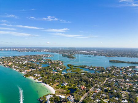 Photo for Aerial photo Sarasota Beach homes in flood zone - Royalty Free Image