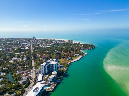 Photo for Aerial drone photo westernmost point Siesta Key Florida beach - Royalty Free Image