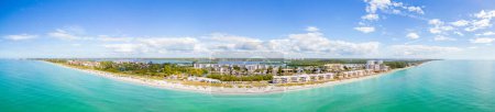 Foto de Aerial drone panorama photo Turtle Beach Siesta Key FL - Imagen libre de derechos