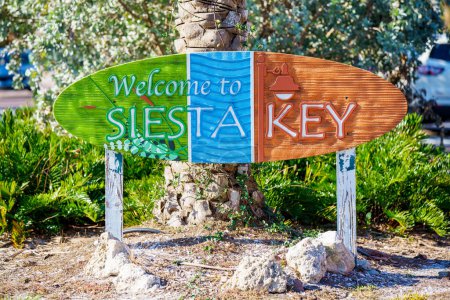 Photo for Welcome to Siesta Key sign by beach - Royalty Free Image