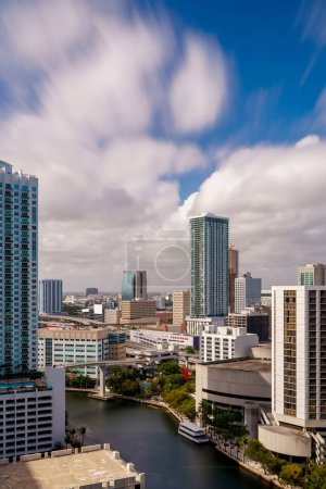 Foto de Vertical aerial photo Downtown Miami Brickell Miami River - Imagen libre de derechos