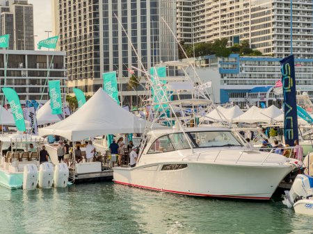 Photo for Miami, FL, USA - February 18, 2023: Photo of the Miami International Boat Show Downtown Miami FL - Royalty Free Image