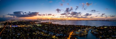 Photo for Aerial panorama Miami Beach sunsets circa 2023 - Royalty Free Image