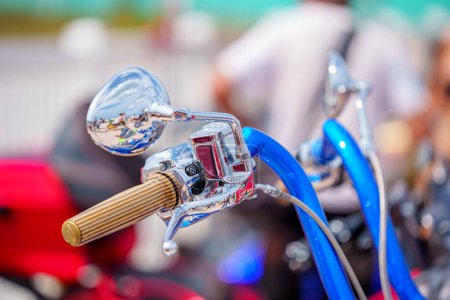 Photo for Chrome motorcycle handlebar accessories - Royalty Free Image