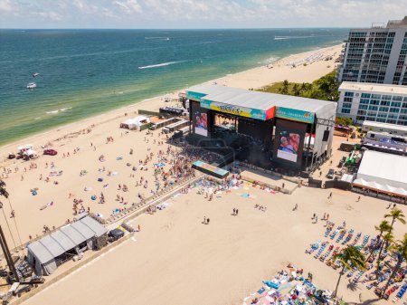 Photo for Fort Lauderdale, FL, USA - April 16, 2023: Aerial photo Tortuga Music Festival on Fort Lauderdale Beach FL - Royalty Free Image