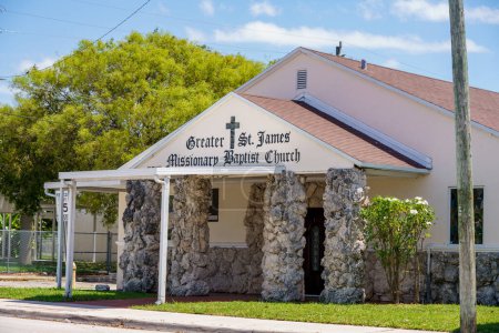 Photo for Little Haiti Miami, FL, USA - April 18, 2023: Greater St James Missionary Baptist Church Little Haiti Miami - Royalty Free Image
