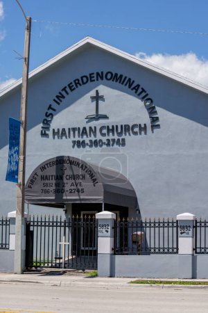 Photo for Little Haiti Miami, FL, USA - April 18, 2023: First Interdenominational Haitian Church - Royalty Free Image