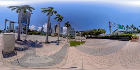 Photo for Brickell, FL, USA - April 23, 2023: 360 equirectangular photo Port of Miami entrance - Royalty Free Image