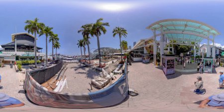 Photo for Brickell, FL, USA - April 23, 2023: 360 equirectangular photo Miami busy weekend at Bayside Downtown - Royalty Free Image