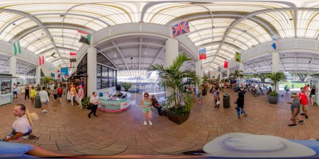 Photo for Brickell, FL, USA - April 23, 2023: 360 equirectangular photo Miami busy weekend at Bayside Downtown - Royalty Free Image