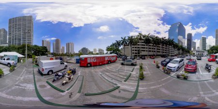 Photo for Brickell, FL, USA - April 23, 2023: 360 equirectangular photo Miami Big Red Bus blood donation - Royalty Free Image