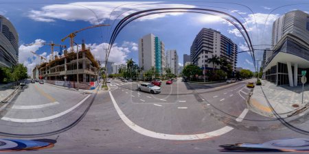 Photo for Brickell, FL, USA - April 23, 2023: Street 360 photo West Brickell road and highrise tower buildings - Royalty Free Image