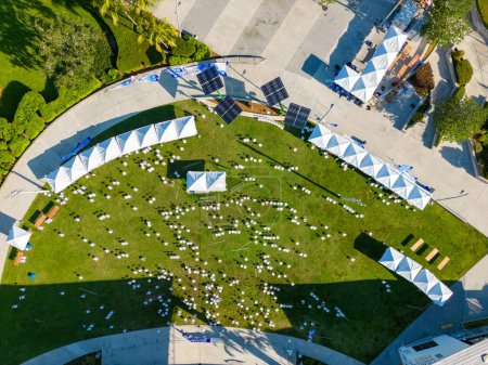 Photo for Aerial photo of a concert lawn messed up the morning after - Royalty Free Image