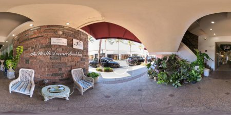 Photo for Palm Beach, FL, USA - May 11, 2023: 360 equirectangular image of The Worth Avenue Building on Worth Avenue - Royalty Free Image