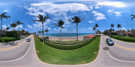Photo for Palm Beach, FL, USA - May 11, 2023: 360 VR equirectangular photo of Megamansions in Palm Beach coastal scene - Royalty Free Image