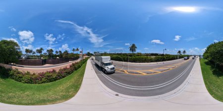 Photo for Palm Beach, FL, USA - May 11, 2023: 360 VR equirectangular photo of historic landmark Mar A Lago owned by Donald Trump - Royalty Free Image