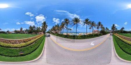Photo for Palm Beach, FL, USA - May 11, 2023: 360 VR equirectangular photo of historic landmark Mar A Lago owned by Donald Trump - Royalty Free Image