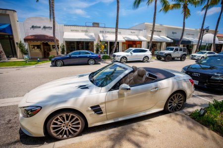 Photo for Palm Beach, FL, USA - May 11, 2023: Luxury Mercedes convertible parked on Worth venue - Royalty Free Image