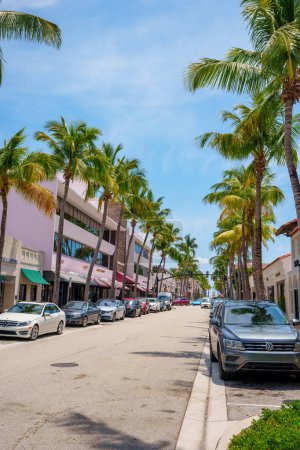 Photo for Palm Beach, FL, USA - May 11, 2023: Vertical street view Worth Avenue Palm Beach FL - Royalty Free Image